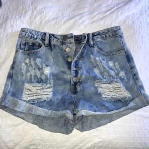 High waisted denim shorts
